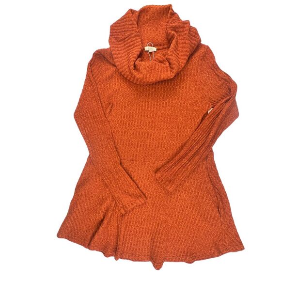 Kori American Sweater Dress L Orange Cozy Knit Chic Pullover Ribbed Fairycore - Picture 1 of 11
